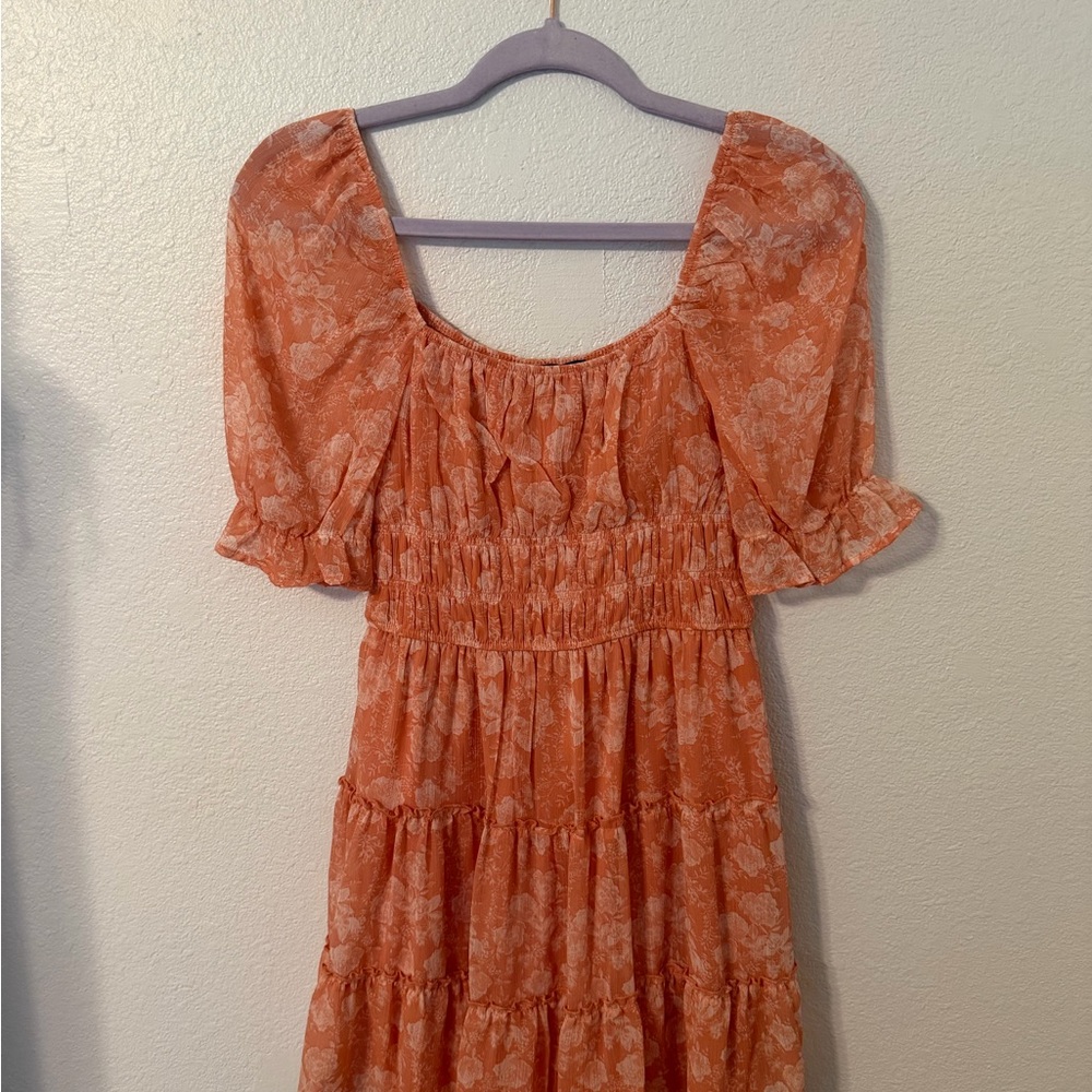 Women’s Elegant Orange Floral Dress